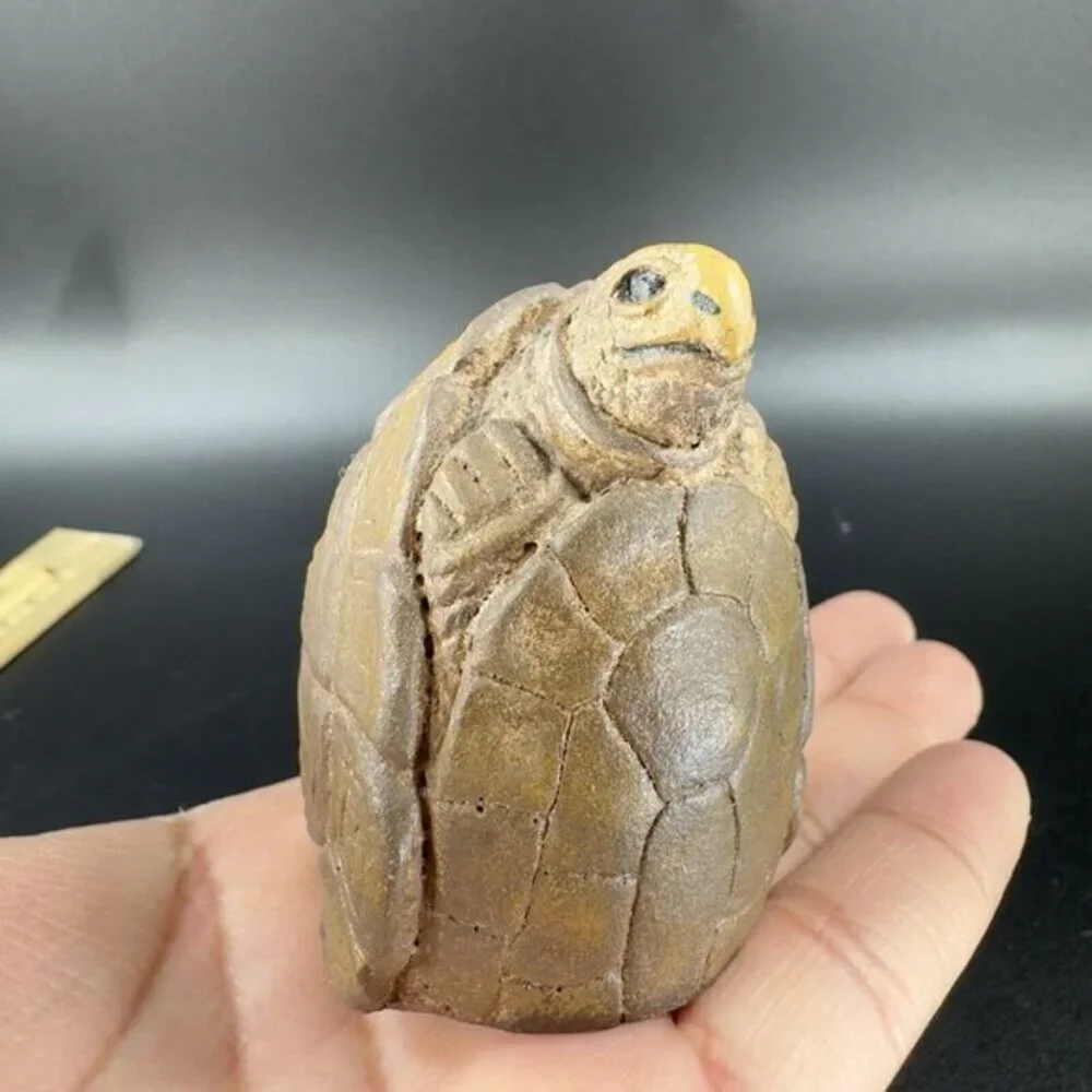 Vintage Whimsical Resin Turtle Figurine Brown‎ Textured Figure Anthropomorphic